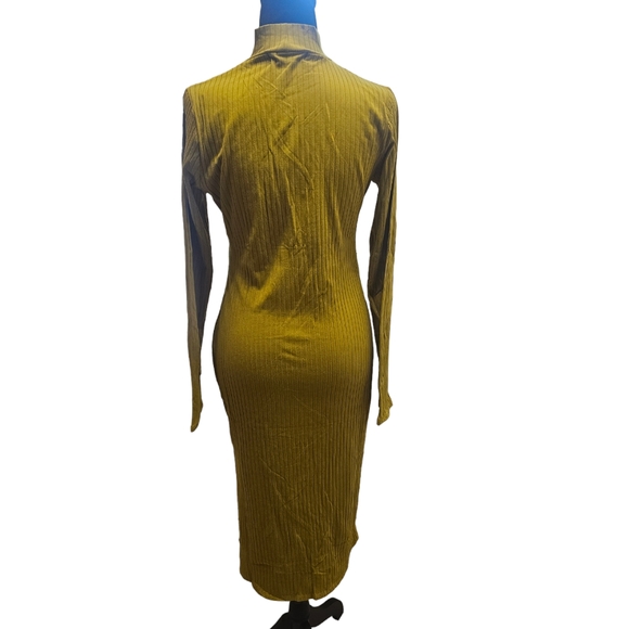 NWT Mock Neck Long Sleeve Hacci Ribbed Side Slit Bodycon Midi Dress Large - Picture 6 of 6